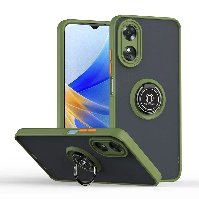 Armor Matte Case for OPPO Realme 11 10 9 8 C11 21Y 35 30S 55 53 67 Pro+ Cover Ring Magnetic Holder Stand Shockproof Coque Fundas