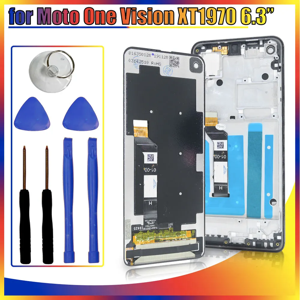 New LCD for Motorola Moto One Vision XT1970-1 LCD Display Touch Screen Digitizer Replacement for Moto One Vision LCD With Frame