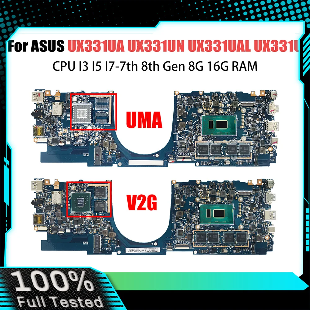 

UX331UN Laptop Motherboard For ASUS UX331 UX331U UX331UN UX331UAL Notebook Mainboard CPU I3 I5 I7-7th 8th 8G 16G RAM V2G