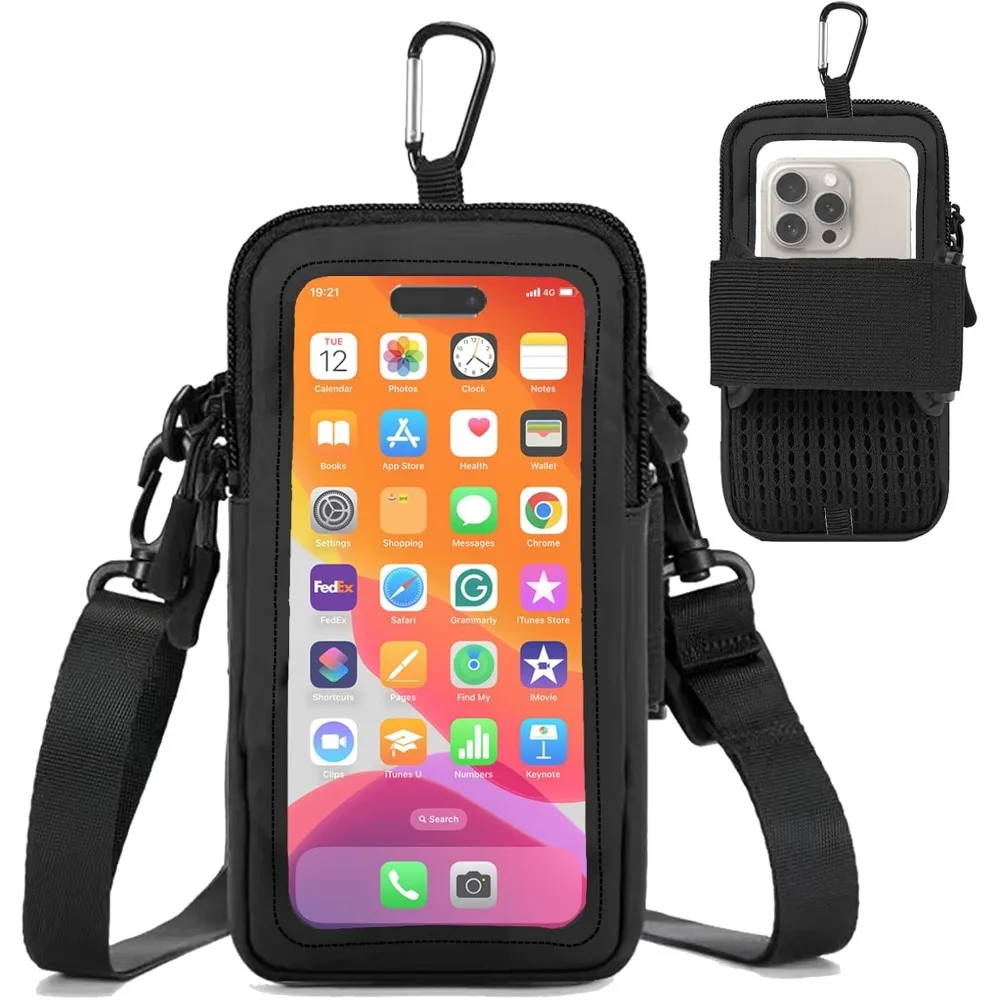 Soporte para teléfono para correr, caminar y hacer ejercicio - Brazalete ajustable para iPhone y teléfonos celulares - Bolsa transparente para teléfono con correa para mujeres y hombres