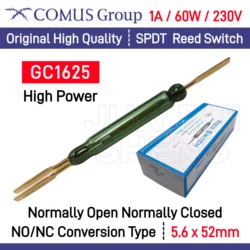 Original GC1625 High Power Voltage Reed Switch Normally Open Closed 1A 60W 230V SPDT Changeover Magnetic Contact Sensor 5.6*52MM