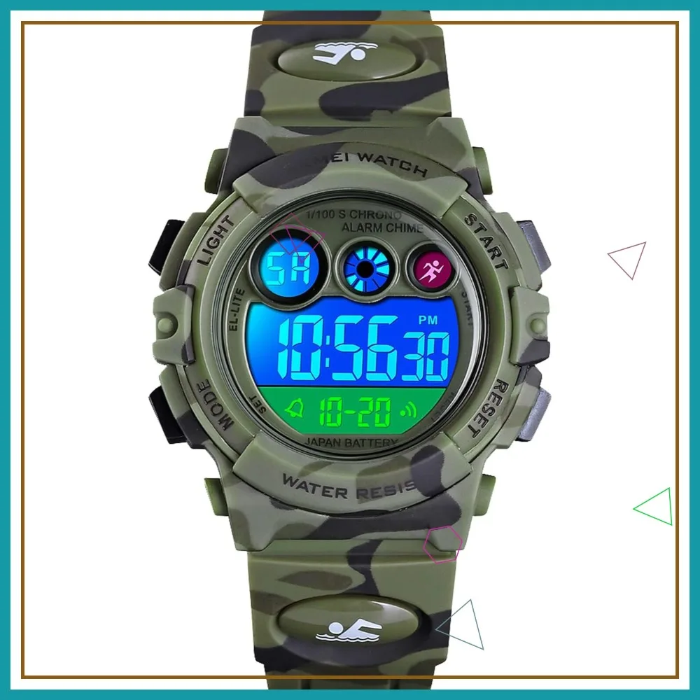

Kids Digital Sport Watch for Boys – Waterproof Military Style with Alarm & Stopwatch, Ages 5-10