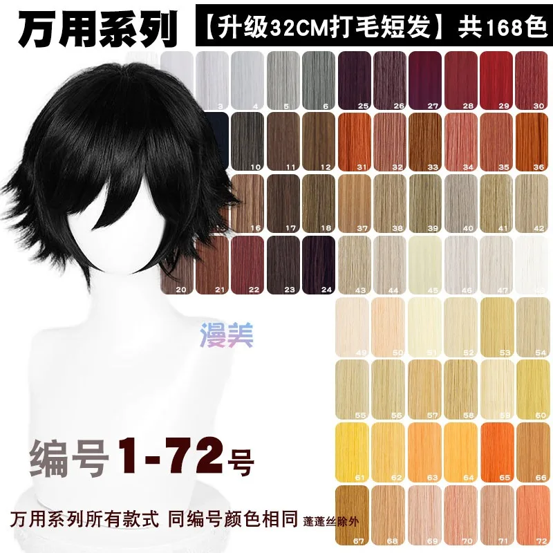 Upgraded Version 32cm Anti-warping Universal Cos Wig Upside Down Girl Modeling Animation Black Silver White Brown 1-72 Colors