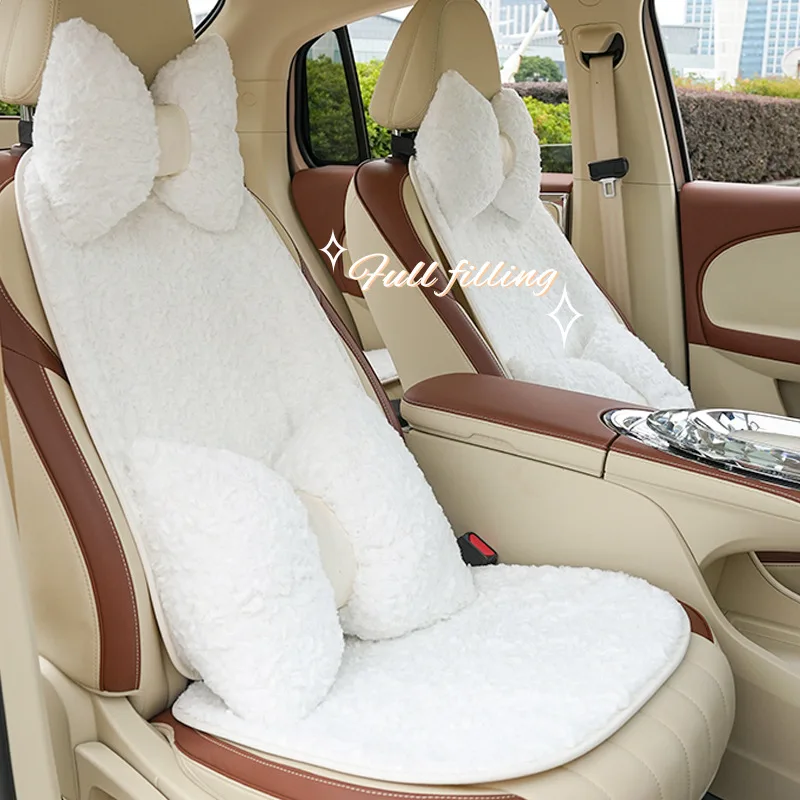 New Arrival White Faux Rabbit Four Seasons Universal  Winter Warm Soft Backrest Rear Cushion Car Seat Cushion Cover
