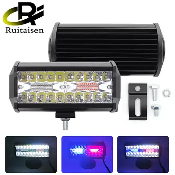 Barra luminosa da lavoro a LED blu e rosso da 7 pollici, luci stroboscopiche, fendinebbia per camion, fuoristrada, Jeep, auto, UTV, barche 10 best sales faro di ricerca per barche - №6