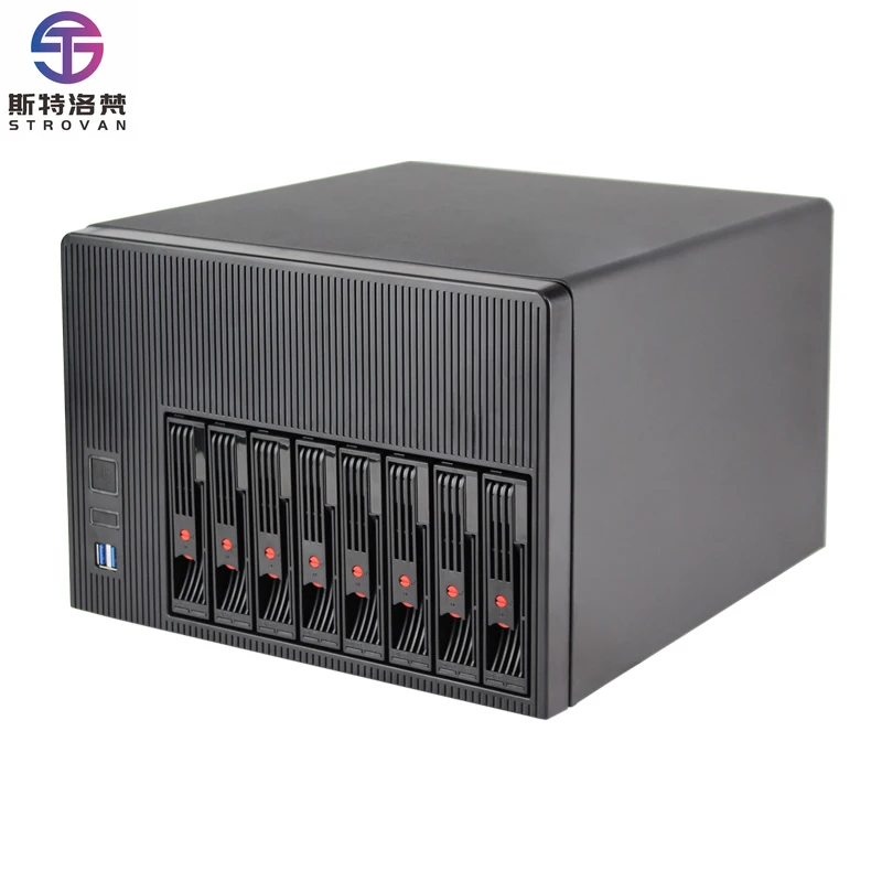 Fashion Mini Home PC Storage Server Case Hot Swap Nas Computer Chassis for 8 Bays Mini-Itx Motherboard