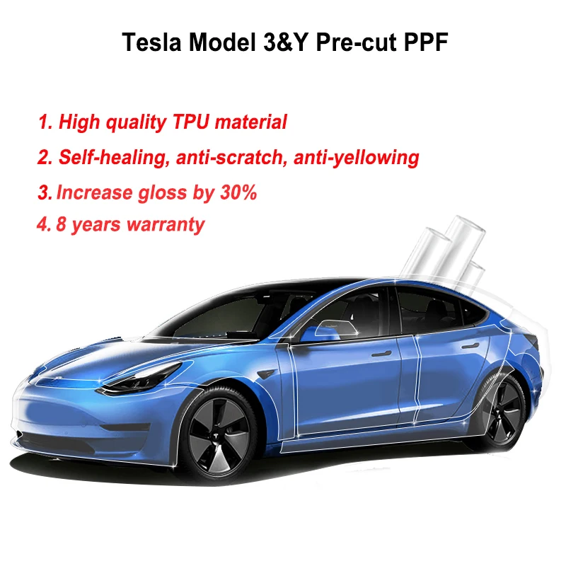 For Tesla 2024 Model 3 Y S X  Car Body TPU Paint Protection Film Sticker Self Healing PPF