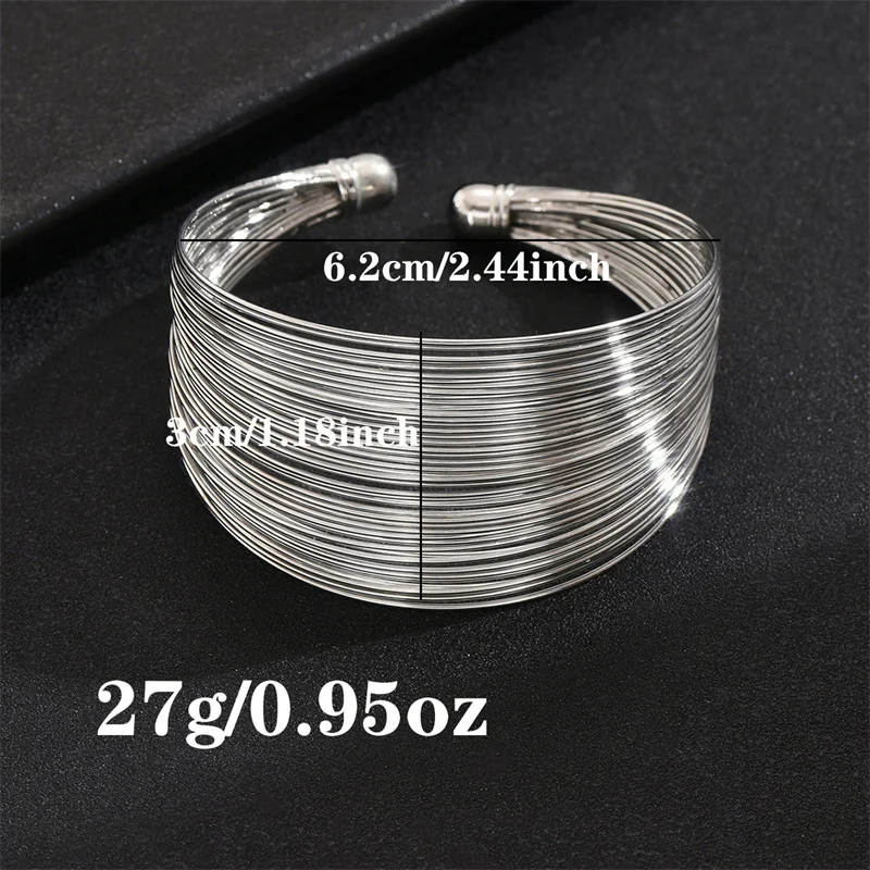 Vintage Gold Farbe Multi-Schicht Öffnung Breite Manschette Armband für Frauen Übertriebene Metall Linien Handgelenk Armband Party Schmuck Geschenk – Detail 8