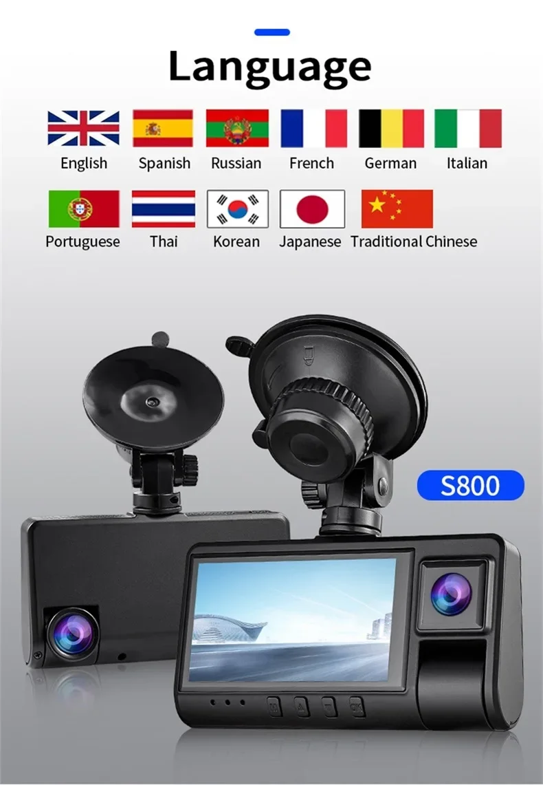 Dash Cam Front And Rear 4k 1296p Full Dual Da Camera With Motion Detection