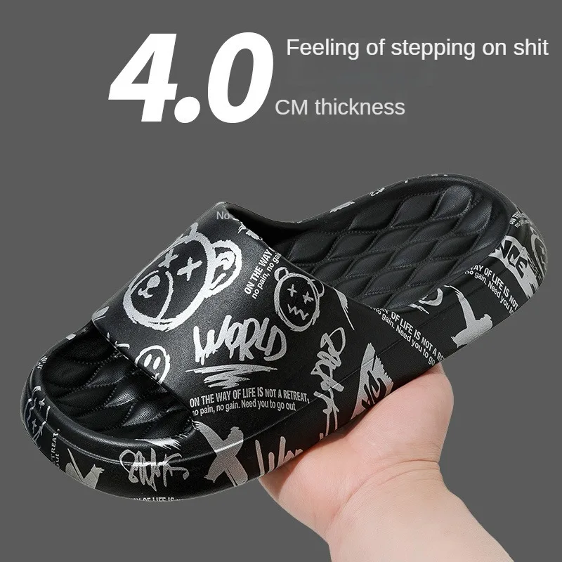 

Fashion Summer Cartoon Bear Men Home Shoes Gent Non-slip Soft Indoor Slides Lithe Cosy Sandals Couple Slippers