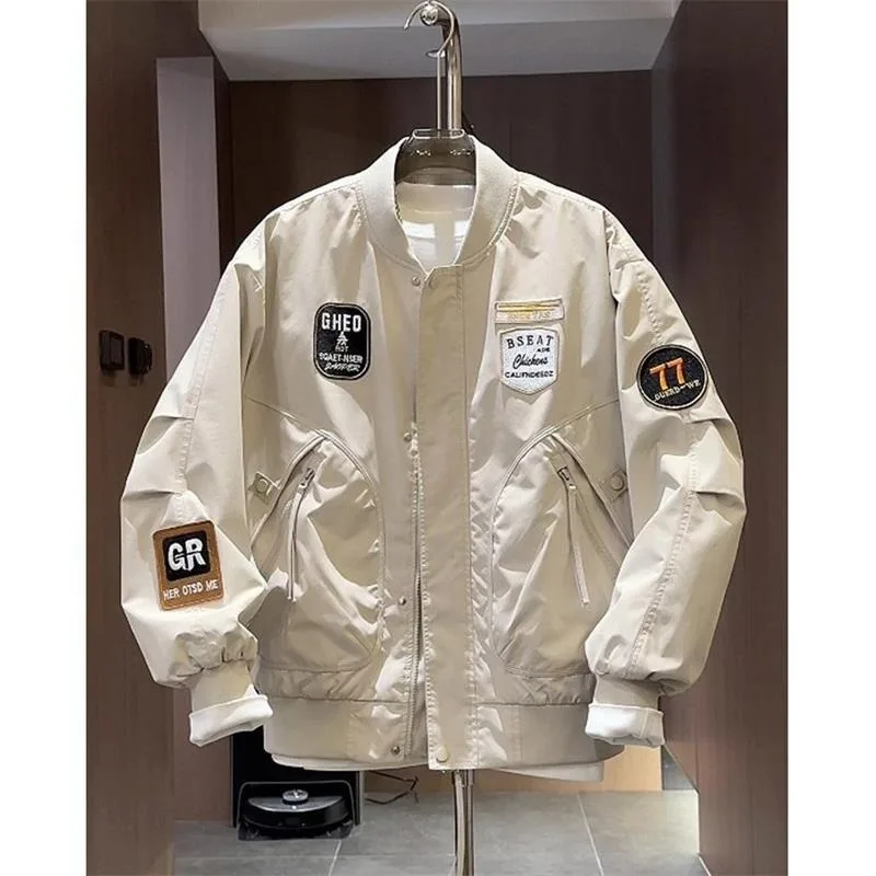 

Мужская осенне-зимняя рабочая куртка большого размера в американском стиле с вышитой нашивкой, бейсбольная куртка, модная верхняя одежда для пар