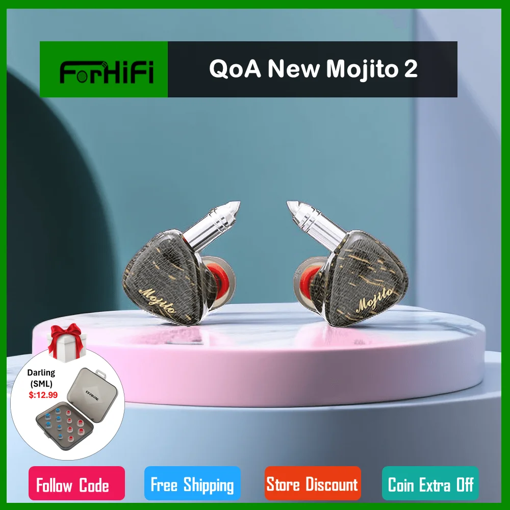 QoA New Mojito 2 Słuchawki douszne 2 Sonion BA+4 Knowles 6BA Sterownik Monitor HiFi DJ Z 2-pinowym posrebrzanym kablem miedzianym