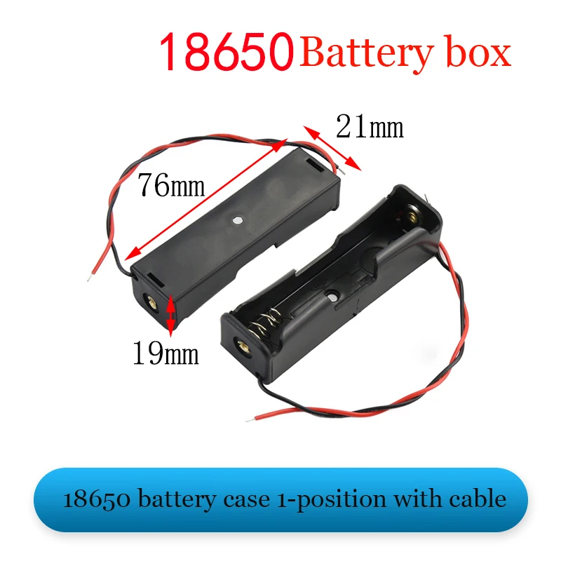 

2 Pcs 1 x 18650 With Cable Battery Compartment One 3.7V Lithium Battery Compartment Plastic Power compartment Charging Cradle