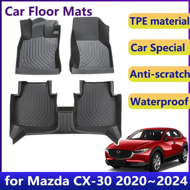 

Car TPE Floor Mats For Mazda CX-30 CX 30 CX30 2020~2024 2022 2023 Universal Leather Foot Pads LHD Carpet Rug Cushion Accessories