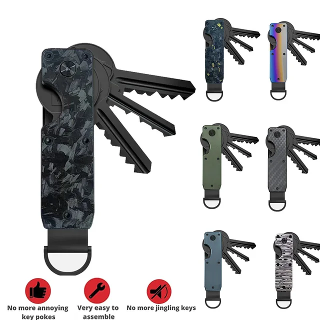 Organizer na klucze kompaktowy uchwyt aluminiowy metalowy kuty węglowy brelok minimalistyczny brelok na klucze brelok zabezpiecza 1-5 kluczy