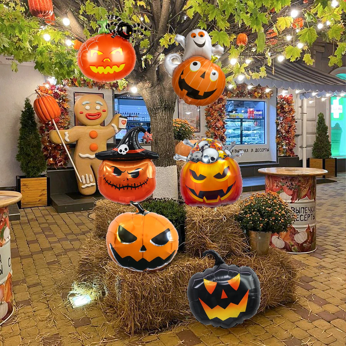 Set di 6 palloncini con zucca horror di Halloween, palloncini in alluminio di Halloween, per la decorazione della festa di Halloween per creare un terrifyi