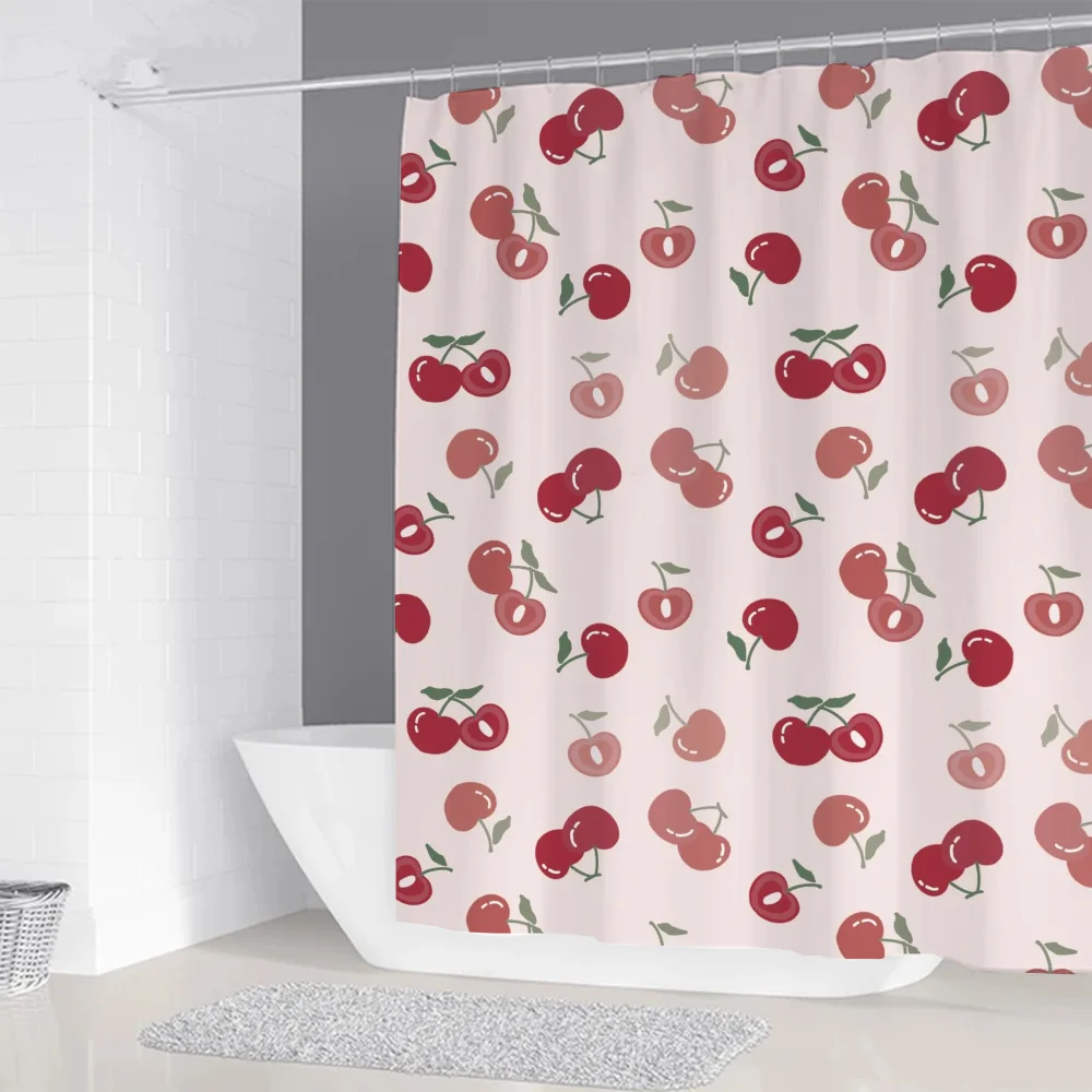 Little Cherry Things for the Bathroom Accessories Set Folding Partition Bath Curtain Shower Curtains Bedrooms Houses Rooms Home