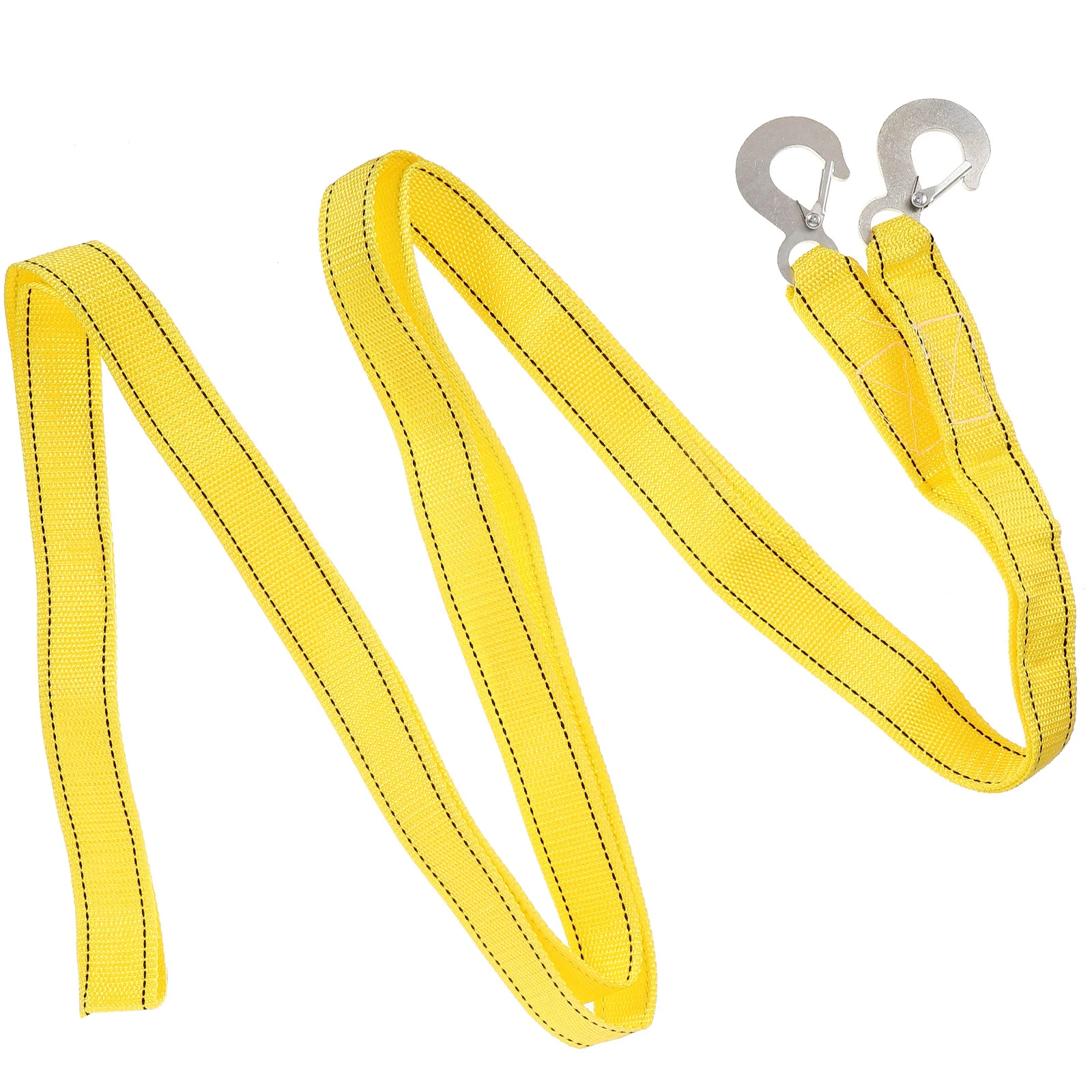 Sangle de remorquage en nylon épais pour voitures et camions, corde de remorquage d'urgence robuste de 15 pieds, sangle de récupération de véhicule extérieur avec crochets robustes