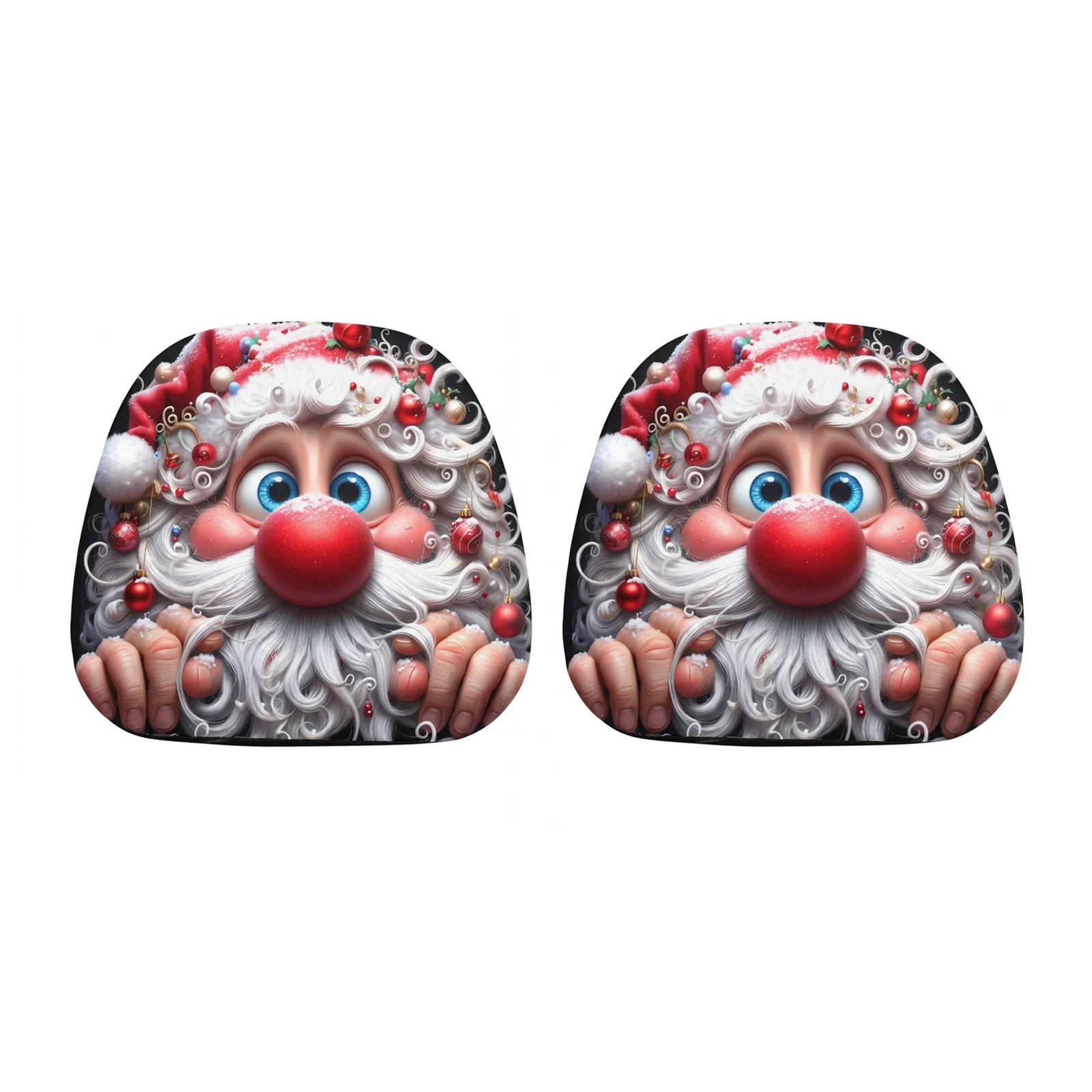 2Pcs Car Headrest Covers Elastic Polyester for Christmas Decoration Funny Expression Auto Seat Neck Pillow Protector Gift