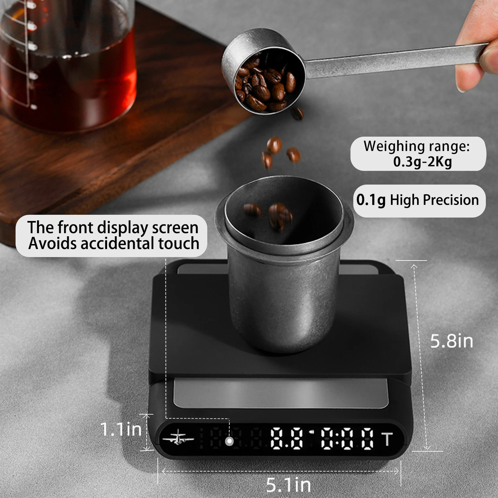 MHW-3BOMBER Smart Drip Espresso Coffee Scale with Auto Timer USB Charging Kitchen Electronic Scale Cafe Home Barista Accessories