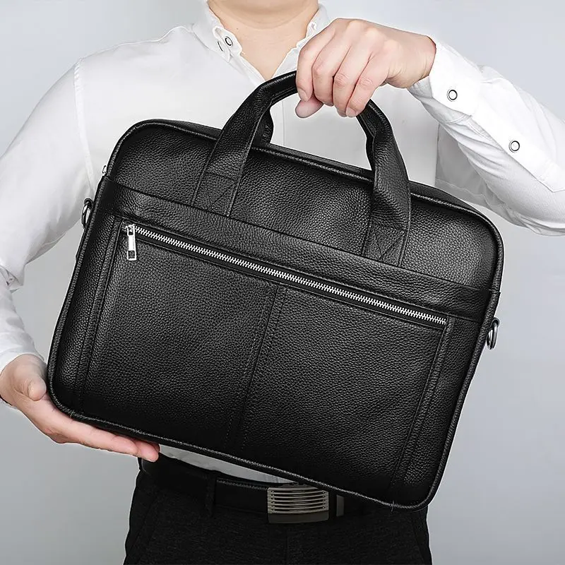 2025 Nuovo lusso 100% mucca vera pelle da uomo d'affari valigetta borsa a tracolla maschile borsa a tracolla da uomo borsa per computer tote