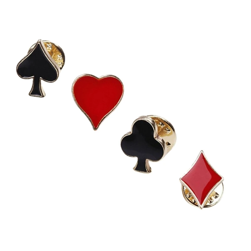 F42F 4 Pieces Elegant Card Lapel Pins Set Stylish Accessories Suit Dress Decor