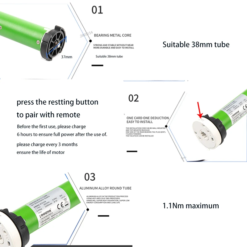 Original blind motor Dooya DM25LE buitled-in lithium battery  Tubular motor Smart motorized blinds motor for shading curtain