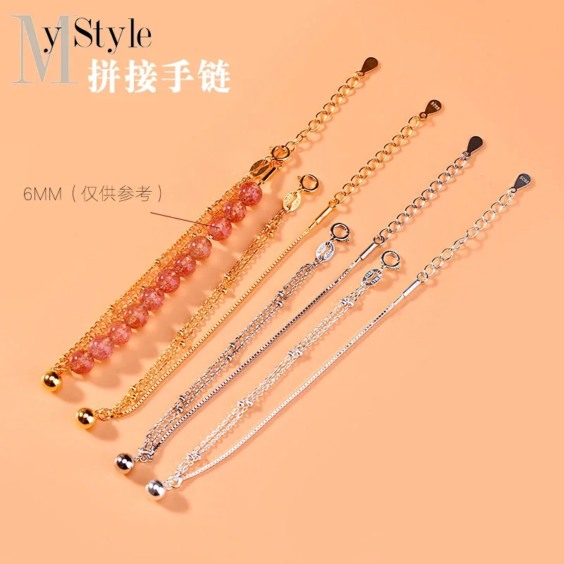 S925 Sterling silver Korean Cross Pearl Chain Nail Thread bracelet Handmade DIY beaded jewelry accessories