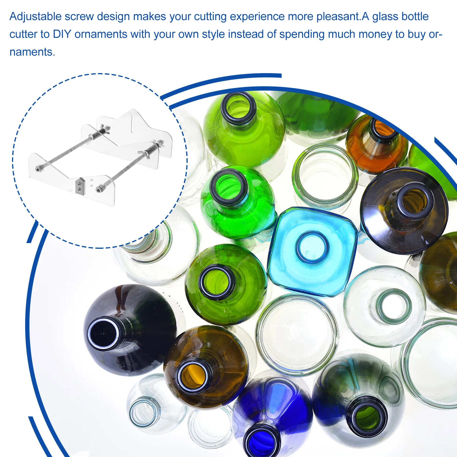 المهنية قاطع الزجاجات الزجاجية لزجاجات ويسكي النبيذ البيرة قابل للتعديل المسمار DIY أداة للحرف اليدوية قاطع الزجاجات الزجاجية