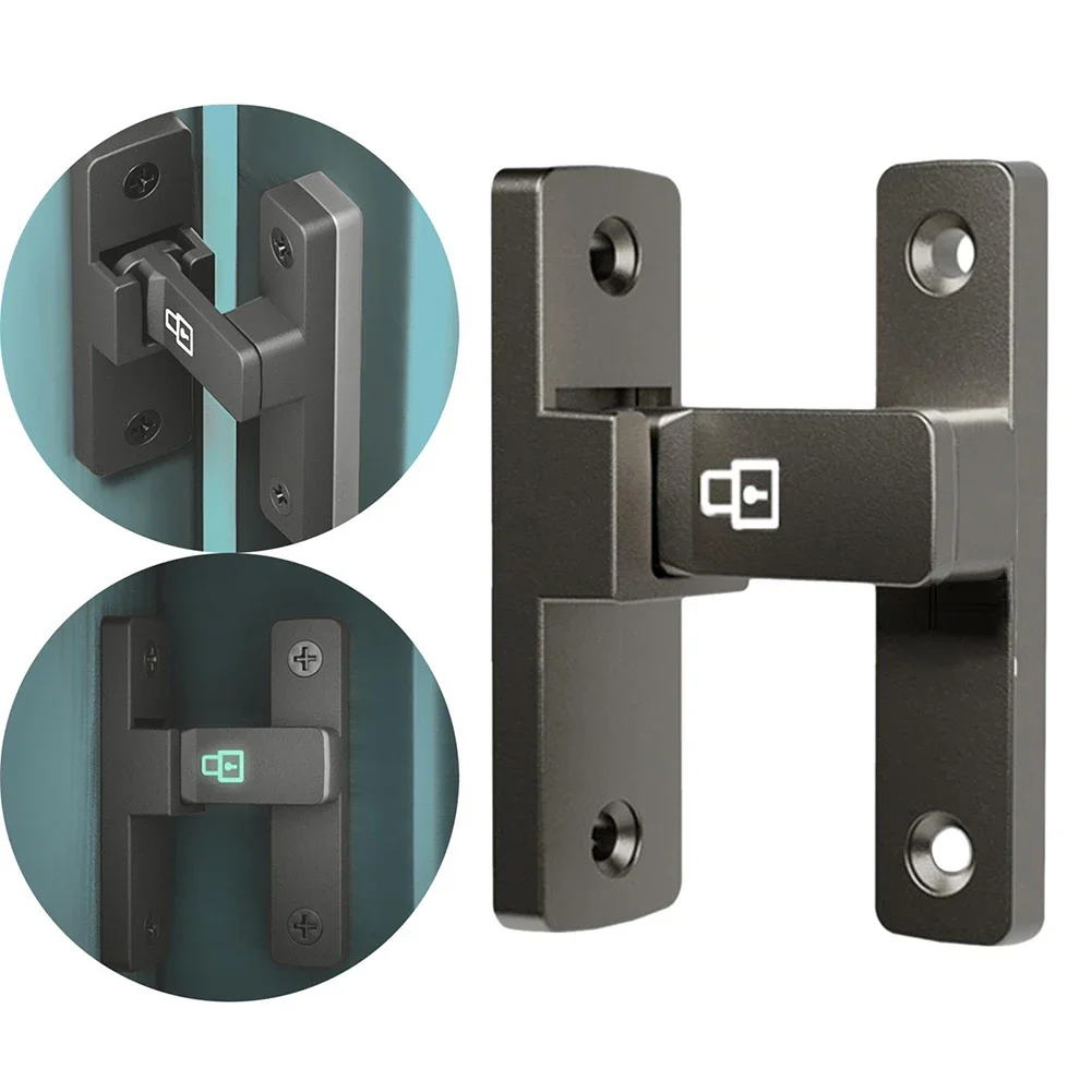 Luminous Door Latch Bolt 90 Degrees Sliding Door Lock Free-Punch Interior Door Bolt Right Angle Sliding Gate Lock Hardware