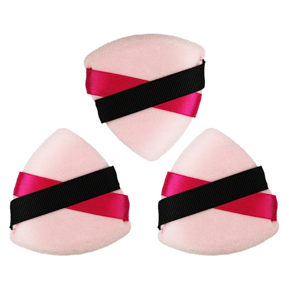 3 sets multi-color optional two-color ribbon round triangle Powder puff Makeup sponge suitable for daily makeup makeup setting