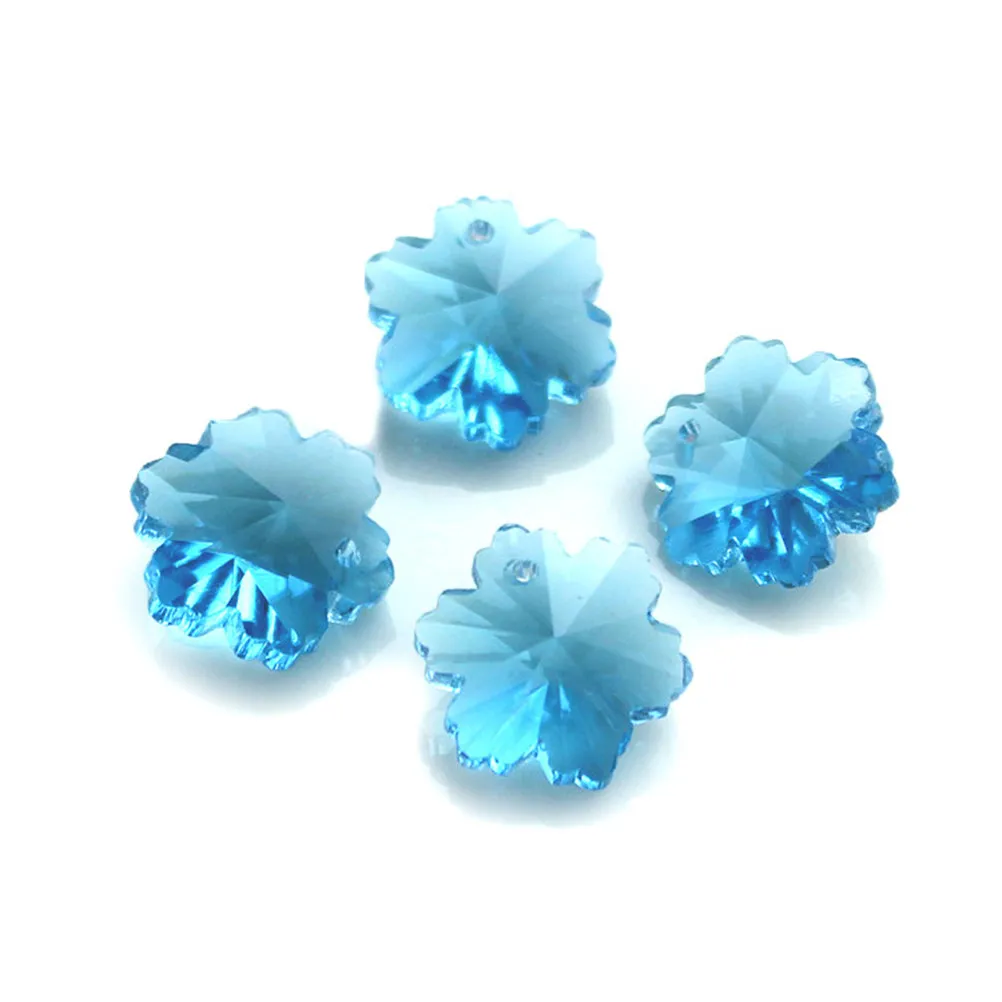 20Pcs Crystal Glass Snowflake Charms 14mm Transparent Colorful Clear Single Hole Beads DIY Jewelry Craft Making Pendants