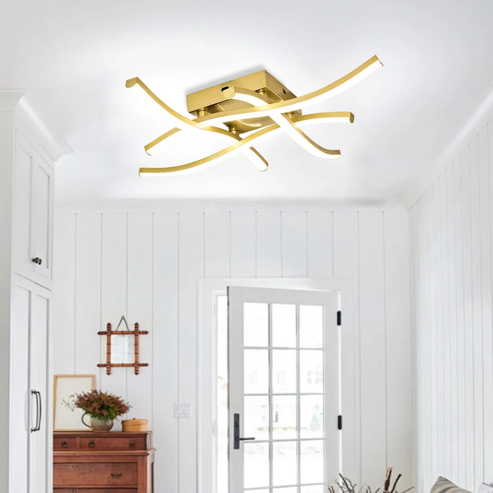 Modern Embedded Ceiling Light, Wave Shaped, Three Color Light, Living Room, Dining Room, Bedroom, Corridor Lighting Pendant Lamp