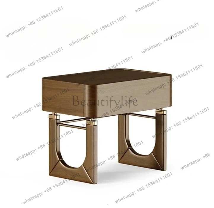 

Italian minimalist style home improvement furniture model room storage acrylic solid wood bedside table