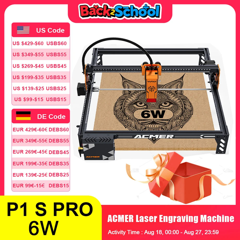 

ACMER Laser Engraver Diy Laser Cut Engraving Machine For Engrave Wood Logo Painted Metal Acrylic Glass Leather