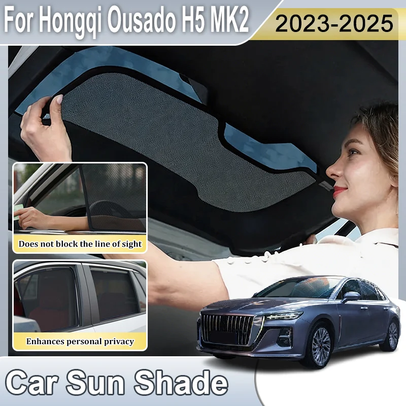 

For Hongqi Ousado Accessories 2024 H5 MK2 2023 2025 Car Magnetic Sun Visors Window Shades Anti-UV Coverage Curtains Auto Parts