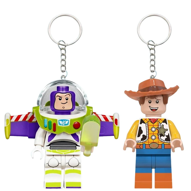 Disney Toy Story cute Buzz Lightyear Building Blocks Creative Keychain Woody Mickey Mouse Donald Duck Cute  Pendant Gift@ view 2