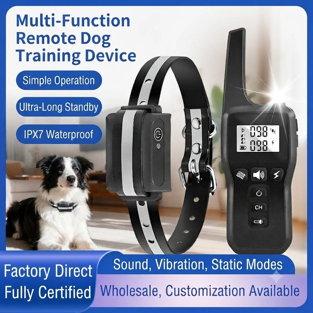 Dog Training Collar IPX7 Waterproof Three Mode of Sound Vibration and Silent Operation Remote Control Anti Bark for All Size Dog