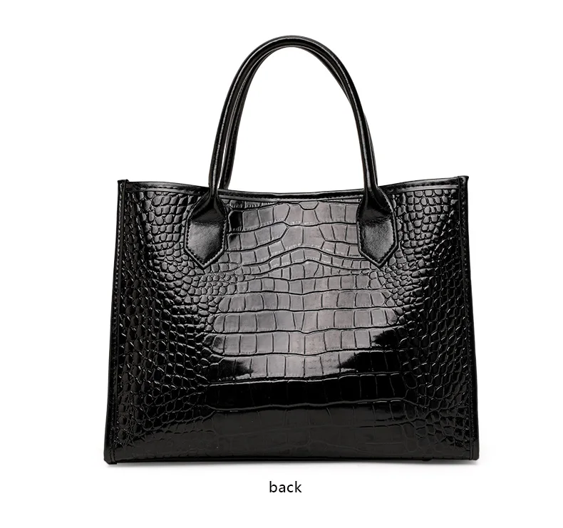 Damen-Ledertasche mit Krokodilmuster, Henkeltasche mit Reißverschluss vorne, Umhängetasche für die Arbeit – Detail 13