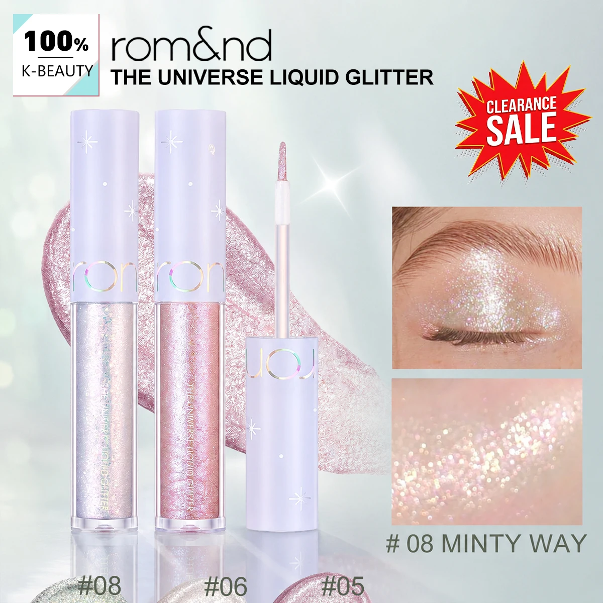 [ClearanceSale] rom&nd THE UNIVERSE LIQUID GLITTER,Sparkling Glitter Film,Dewy Radiant Glow,Korean Cosmetic,Korean Makeup