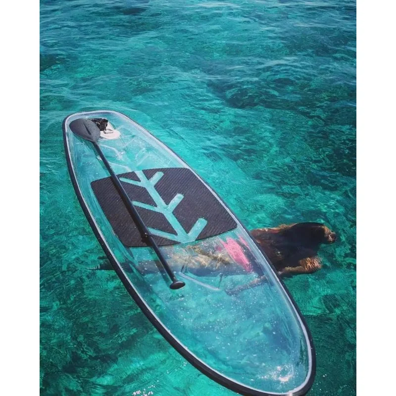 

Clear PC Inflatable SUP Paddle Board Crystal Transparent Glass Bottom Surfing Rowing Boat