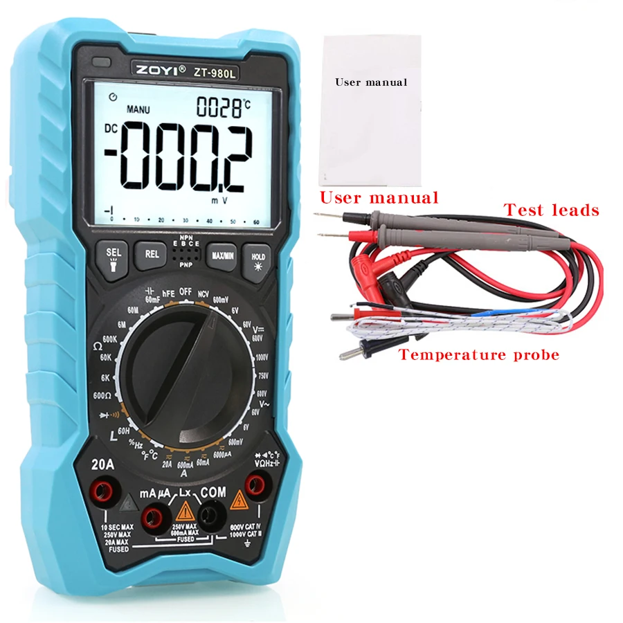 ZOYI ZT-980L digital inductor capacitor high precision multimeter