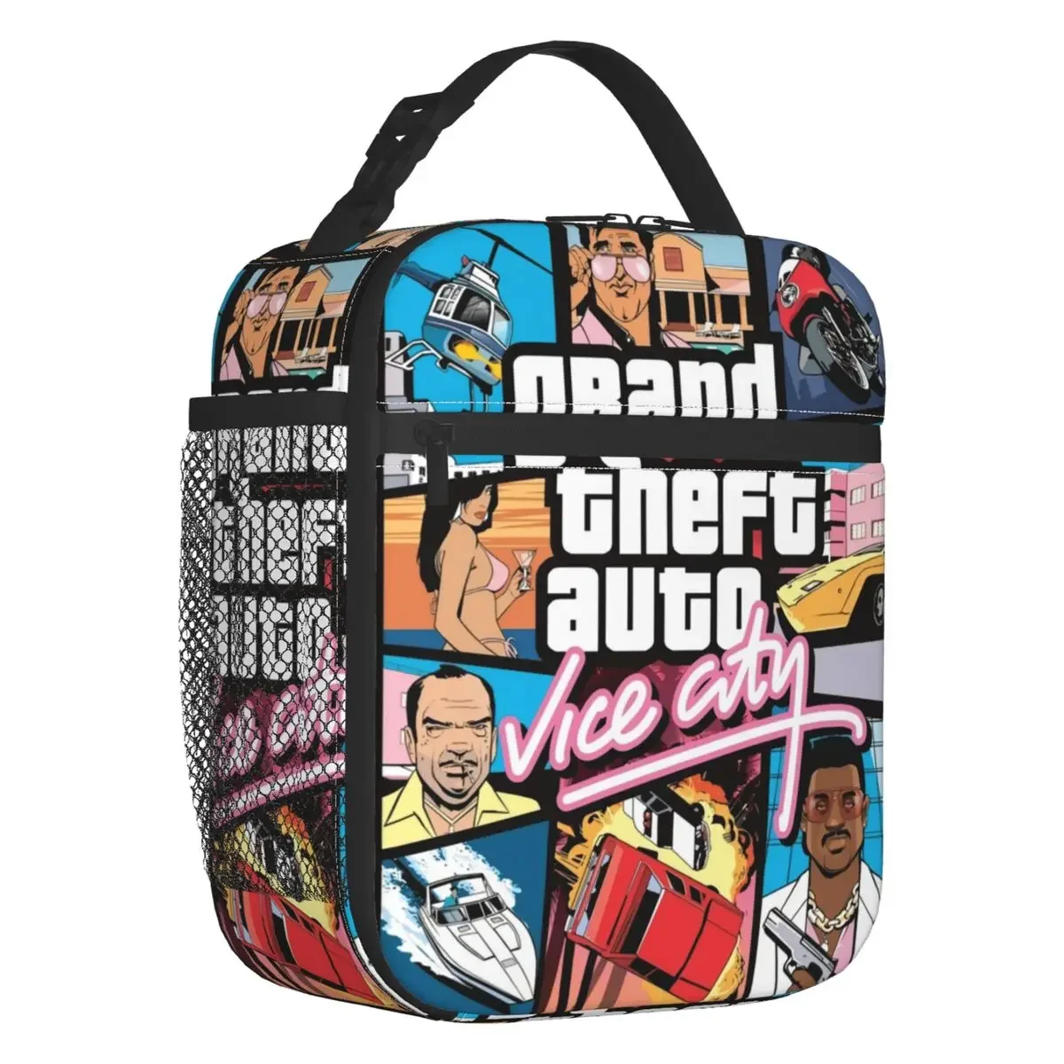 Adventure Game Grand Theft Auto Collage Insulated Lunch Bags for School Office GTA Leakproof Thermal Cooler Lunch Box Children