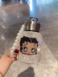 Stainless Steel Thermal Water Bottle for Women Cute Cartoon Thermos Mug with Rhinestone Leak-Proof Insulated Cup Drinkware 280ml