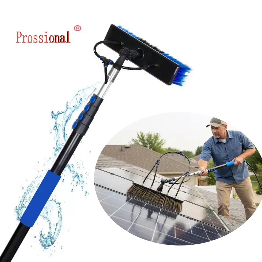 Multifunctional Solar Panel Cleaning Tool, Telescopic Water-fed Cleaning Brush 6M, for Sunroom, Billboard, Roof, Exterior Wall