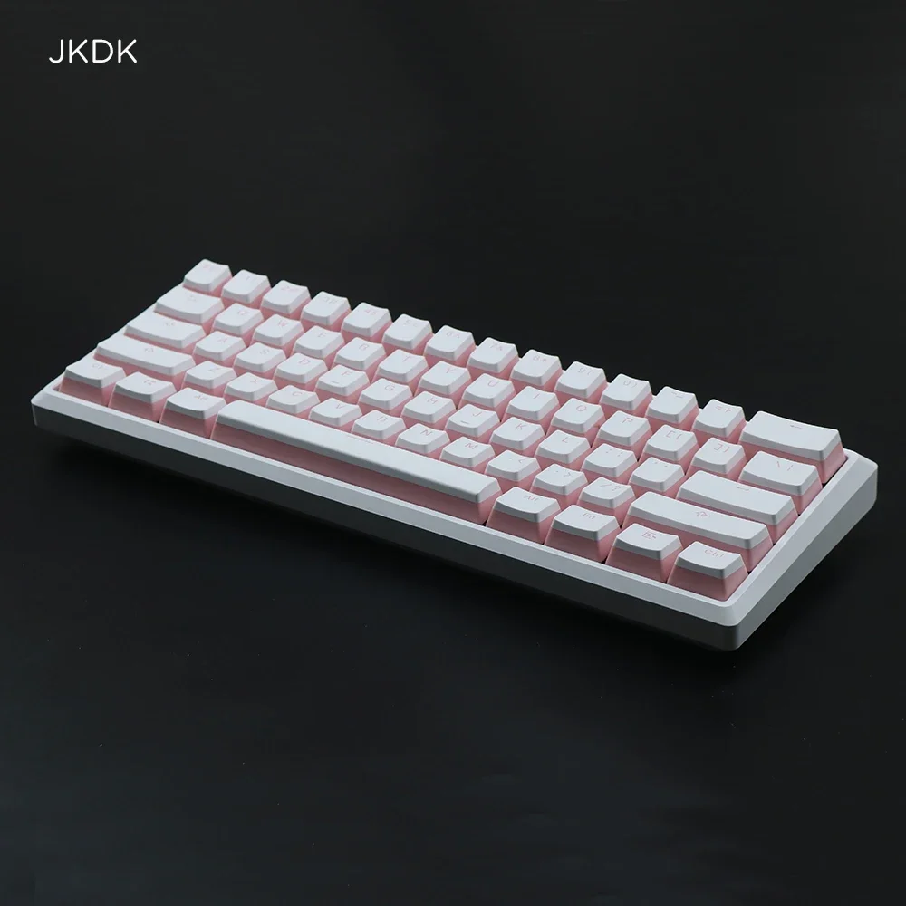 PBT Double Layer, Leather Milk, Pudding Keycap OEM Height 104 Keys, Pink White Keycap Mechanical Keyboard Keycap