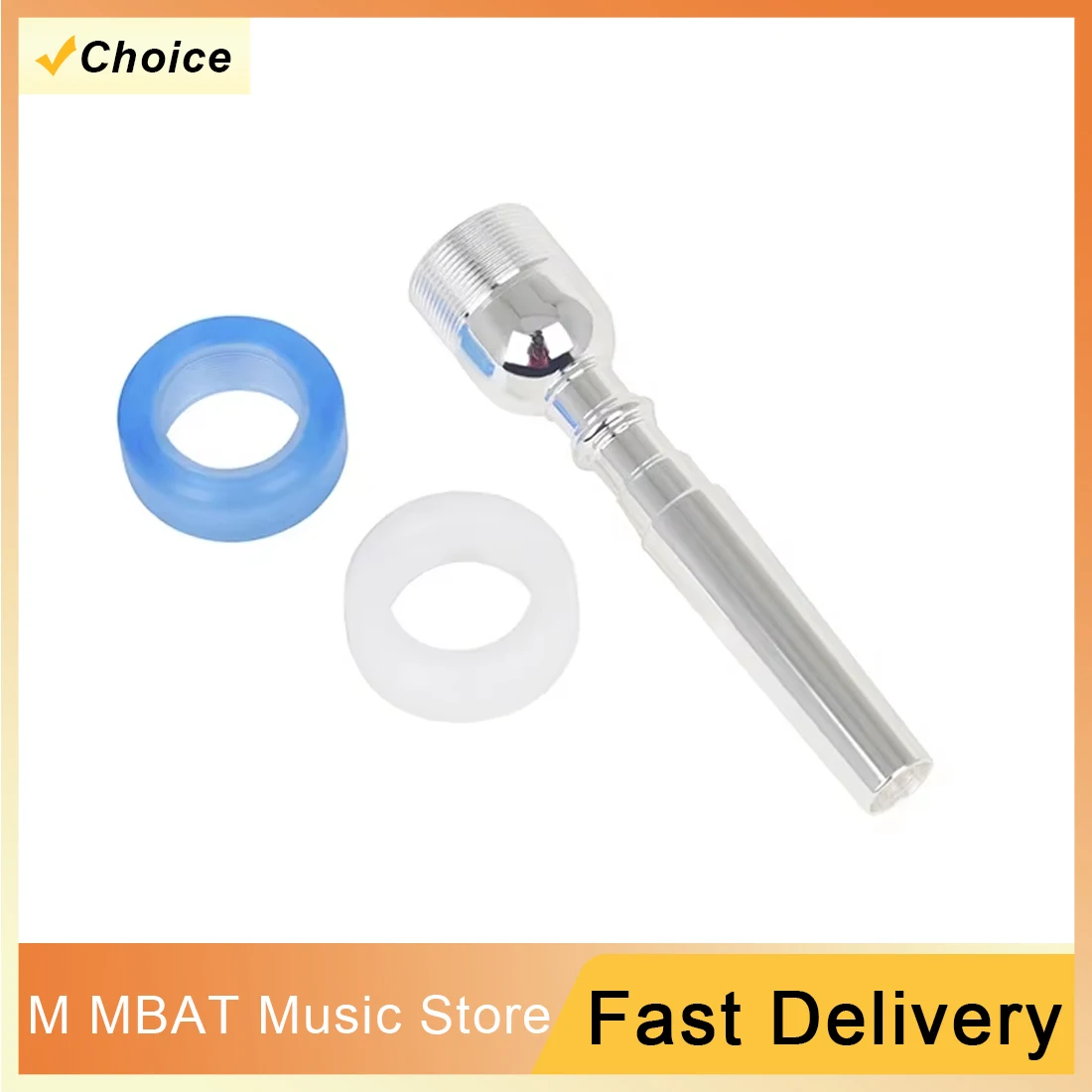 

Brass Instrument Mouthpiece Accessories 9.8mm Trumpet 7C Silver Plated Mouthpiece with Eco-friendly ABS Tip