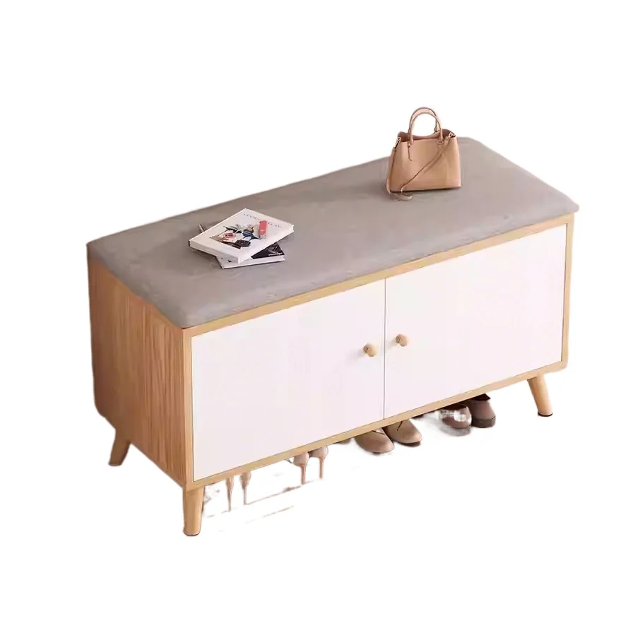 

Entryway Shoe Bench for Home Use Small Footstool with Storage Cabinet Door Sit-Down Shoe Rack for Small Spaces Hallway