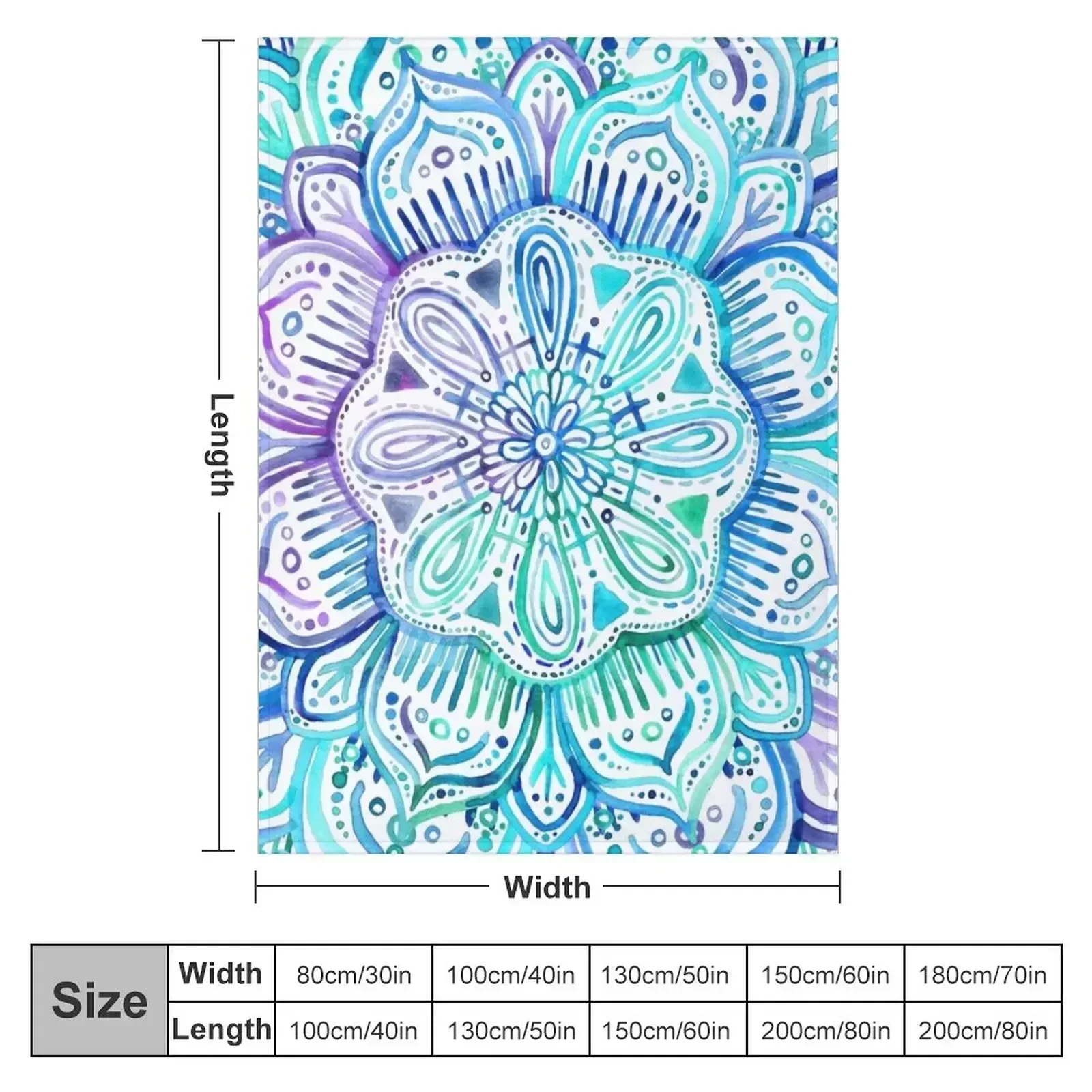 Iridescent Aqua and Purple Watercolor Mandala Throw Blanket Stuffeds Decorative Sofa Moving Giant Sofa decorative Blankets