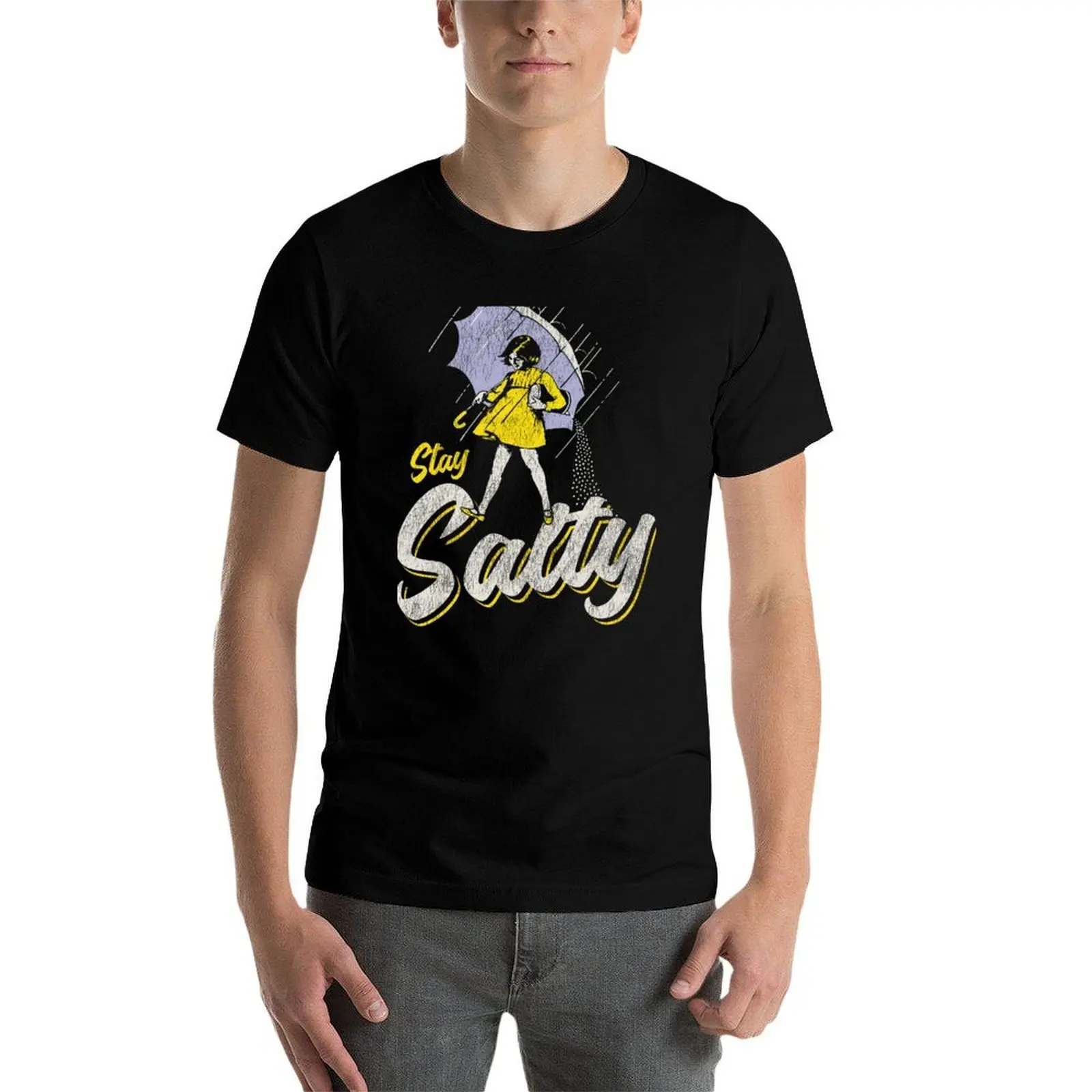 تي شيرت Stay Salty Girl Worn Out تي شيرت رجالي 100% قطن ماركة فاخرة تي شيرت رجالي جرافيك تي شيرت #1